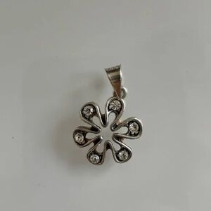 Genuine 925 Sterling Silver Flower Necklace Charm
